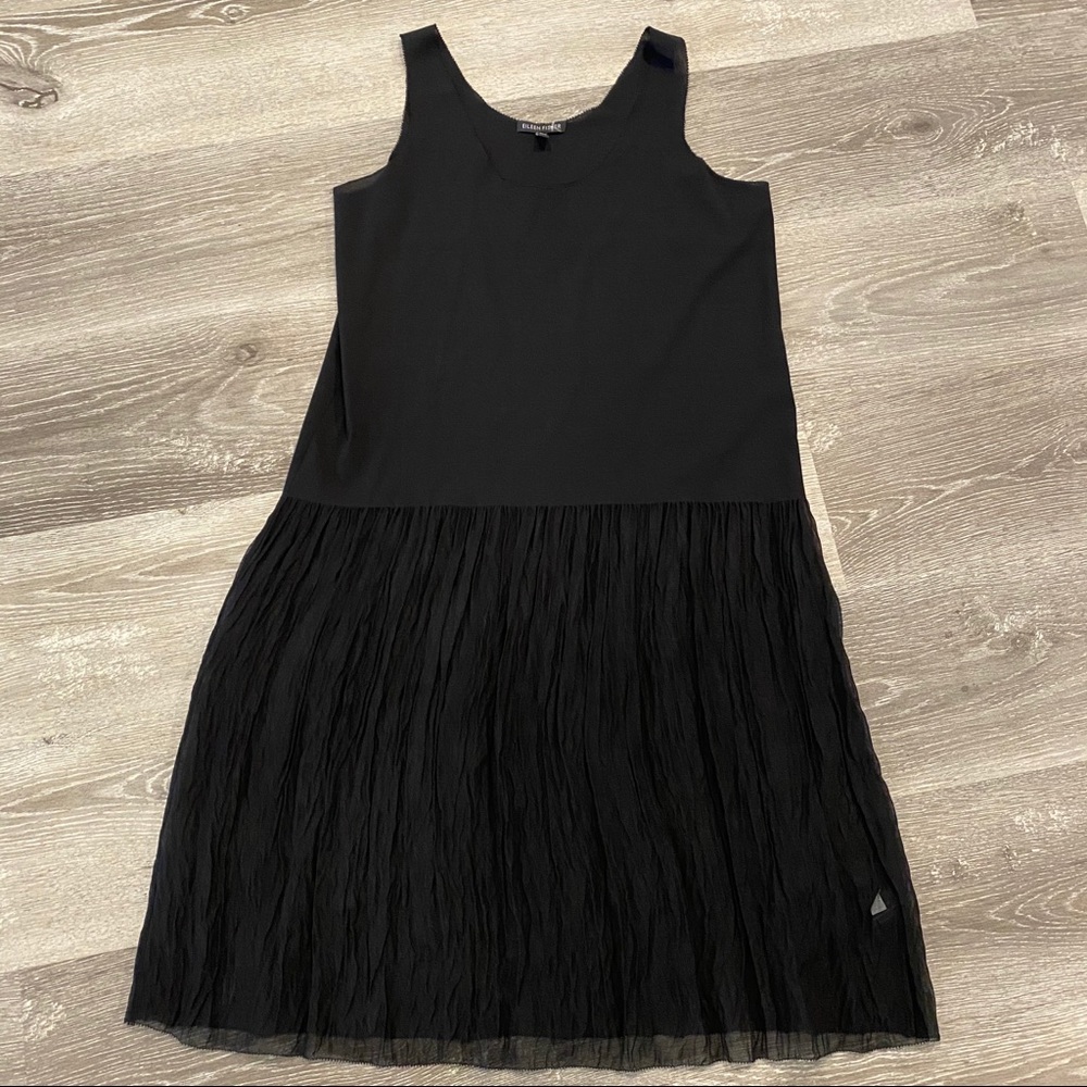 Eileen Fisher 98% Silk Black Sheer Hem Tank XXS